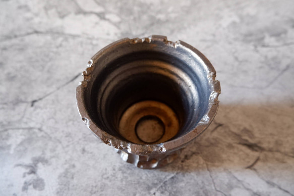 4号燻し金彩鉢178　塊根植物　多肉植物　盆栽　植木鉢　作家鉢　鉢皿　沖縄 4枚目の画像