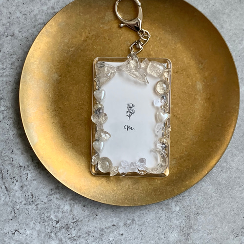 チェキキーホルダー】フォトケース 『 gold lamé 』clear/透明/金/ラメ