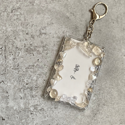 チェキキーホルダー】フォトケース 『 gold lamé 』clear/透明/金/ラメ