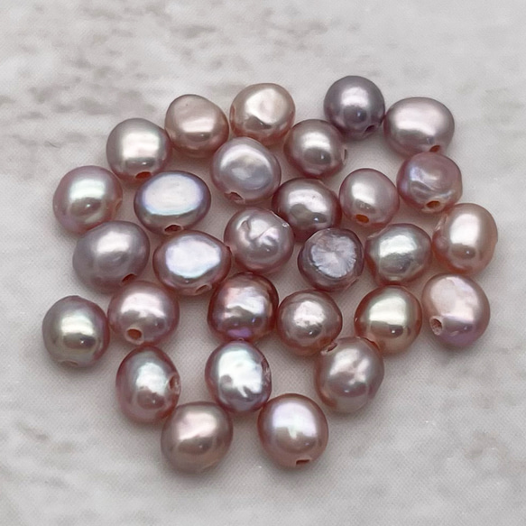 淡水パール 真珠 バロック フラット ボタン 3mm 4mm パープル系マルチカラー 極小 小粒 10個 tp0012b 1枚目の画像