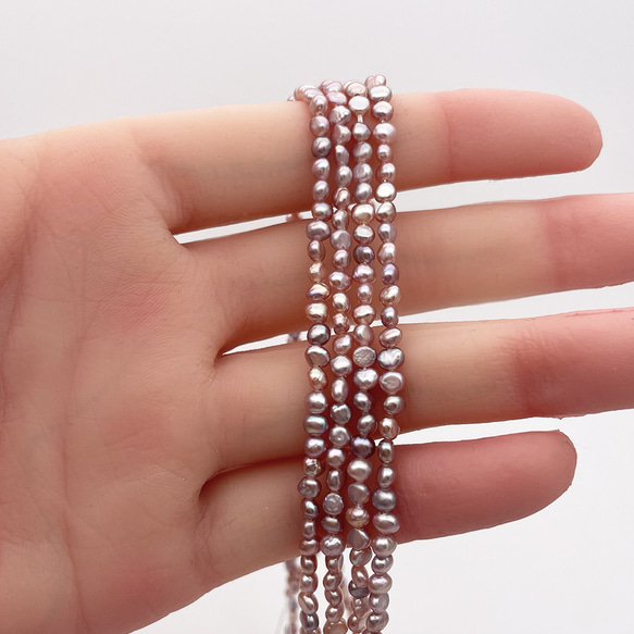 淡水パール 真珠 バロック フラット ボタン 3mm 4mm パープル系マルチカラー 極小 小粒 10個 tp0012b 3枚目の画像