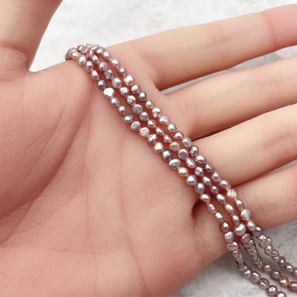 淡水パール 真珠 バロック フラット ボタン 3mm 4mm パープル系マルチカラー 極小 小粒 10個 tp0012b 5枚目の画像