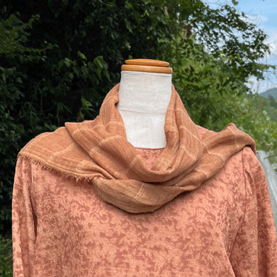 柿渋染めWガーゼ ショートストールK25083