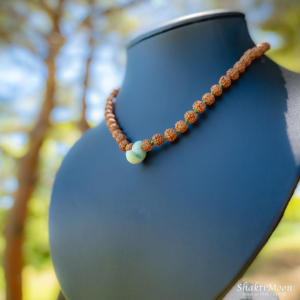 【受注制作 三種の神器・勾玉！成功と繁栄のお守り！高品質！ミャンマー産翡翠】4WAY ルドラクシャハーフマーラー 9枚目の画像