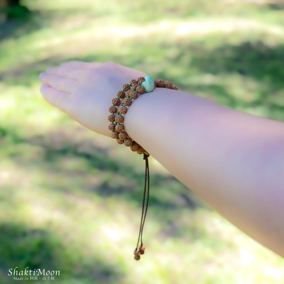 【受注制作 三種の神器・勾玉！成功と繁栄のお守り！高品質！ミャンマー産翡翠】4WAY ルドラクシャハーフマーラー 8枚目の画像