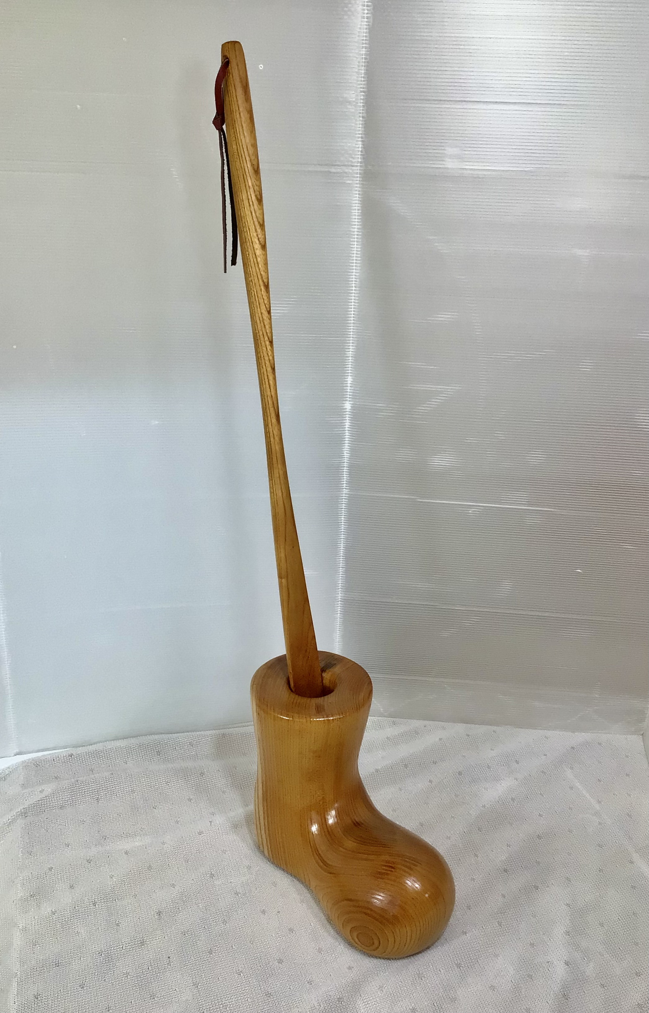 天然木　けやき　長い靴べら／ブーツ型靴べらスタンド　一点物　手造り 11,396円