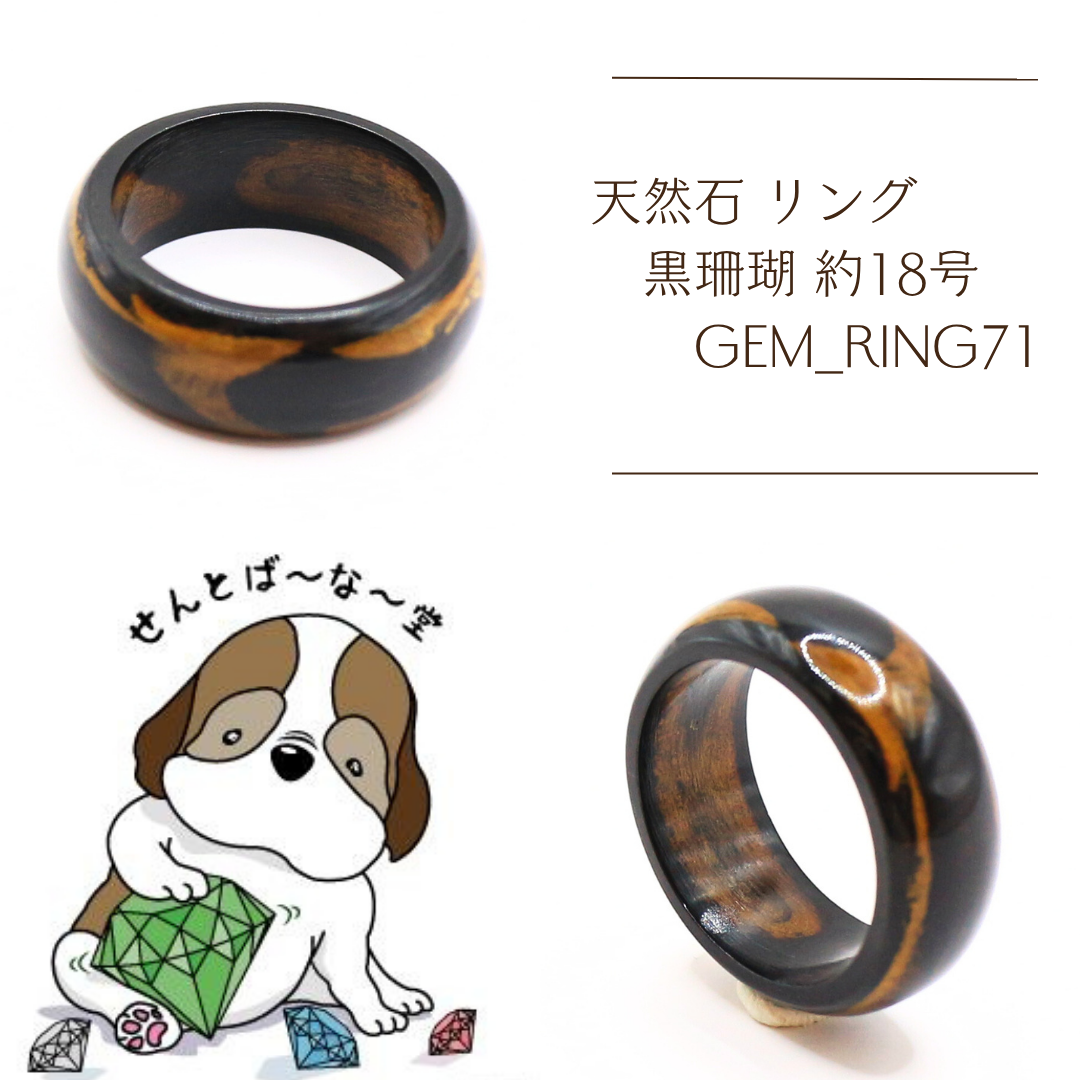 天然石 リング 黒珊瑚 約18号 gem_ring71