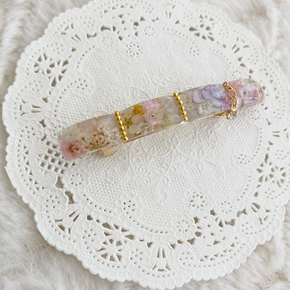 やわらか花＊ふんわりカラーのヘアバレッタ 3枚目の画像