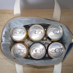 洗える！保温保冷バッグ へそ天猫ライトブルー 4枚目の画像