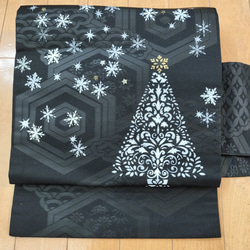 Xmas ツリー 街灯 名古屋帯 正絹 nb01-10080s-1.jpg