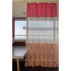 2枚組 レースカーテン 刺繍 サロン 店 ルーム カーテン おしゃれ 花柄