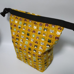 洗える！保温保冷バッグ 猫図鑑マスタード 4枚目の画像
