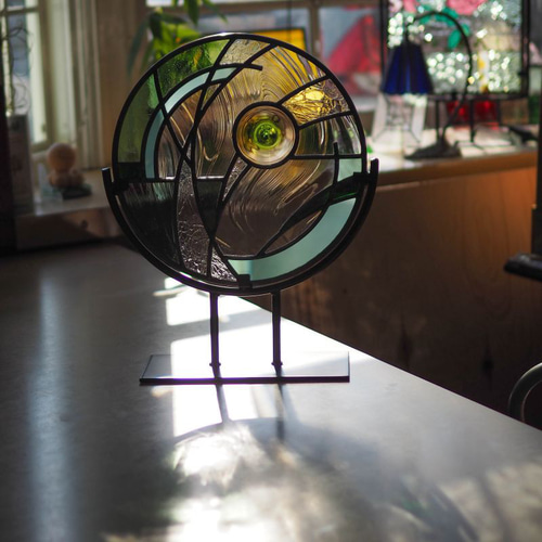 円形ガラスオブジェ　ステンドグラスパネル ロンデルの円形・抽象形パネル ステンドグラスパネル その他