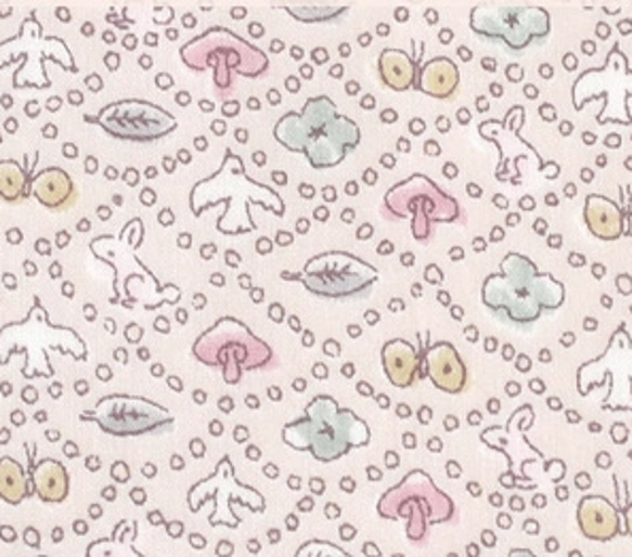 【S14×14】小さなポケットにもピッタリ！リバティ＆ダブルガーゼのハンカチ【フォレストウェーブ（パフピンク）／ピンク】 3枚目の画像