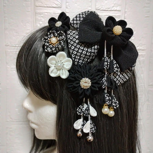 髪飾り黒 リボン黒 成人式髪飾り 卒業式髪飾り 七五三髪飾り