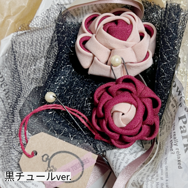 成人式に＊上品くすみカラーのカメリア髪飾り｜花の記憶-プラハの石畳-