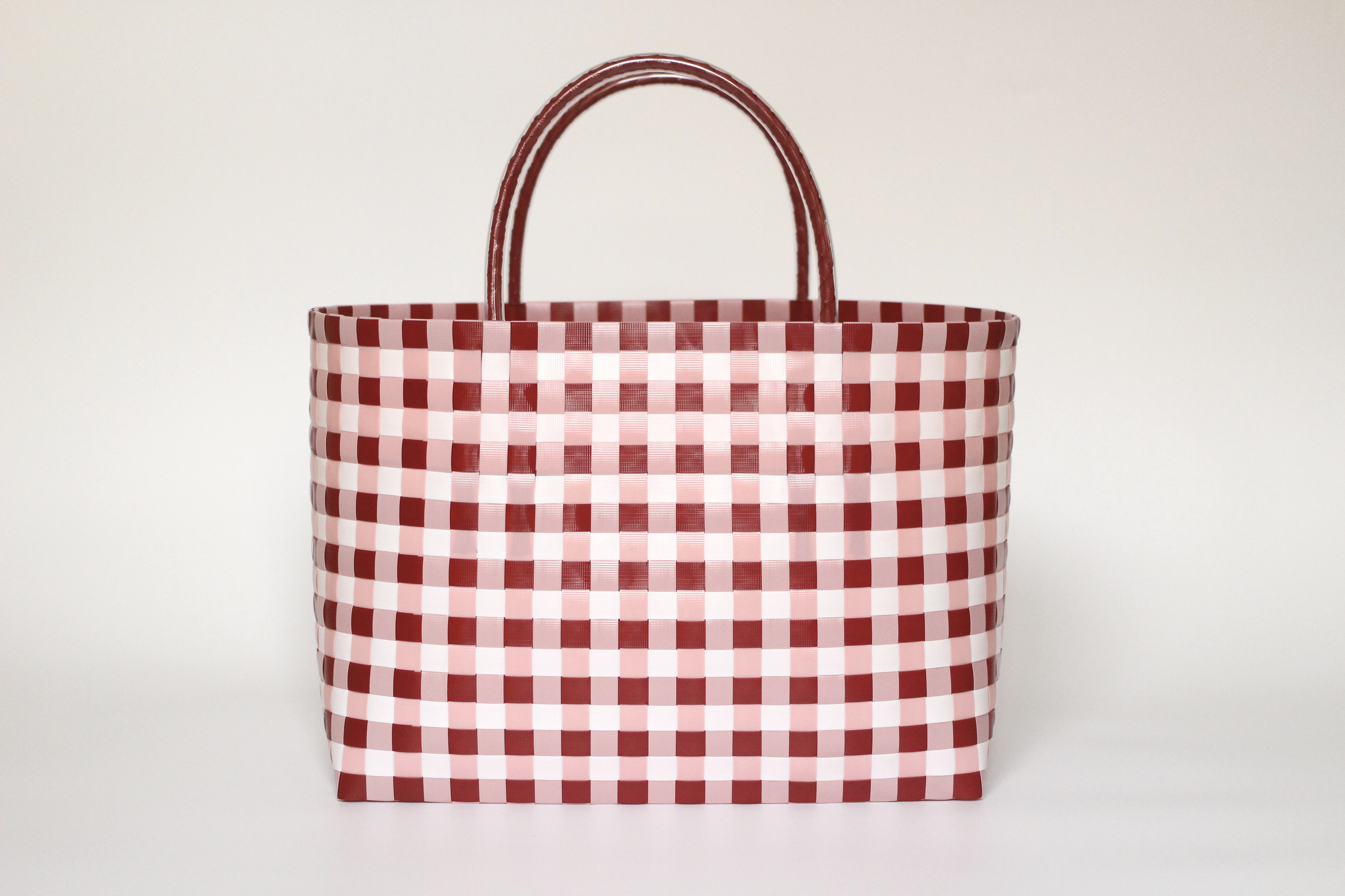 Berry Gingham (Marche)｜ベリーギンガムの手編みプラカゴ（PPバンド）