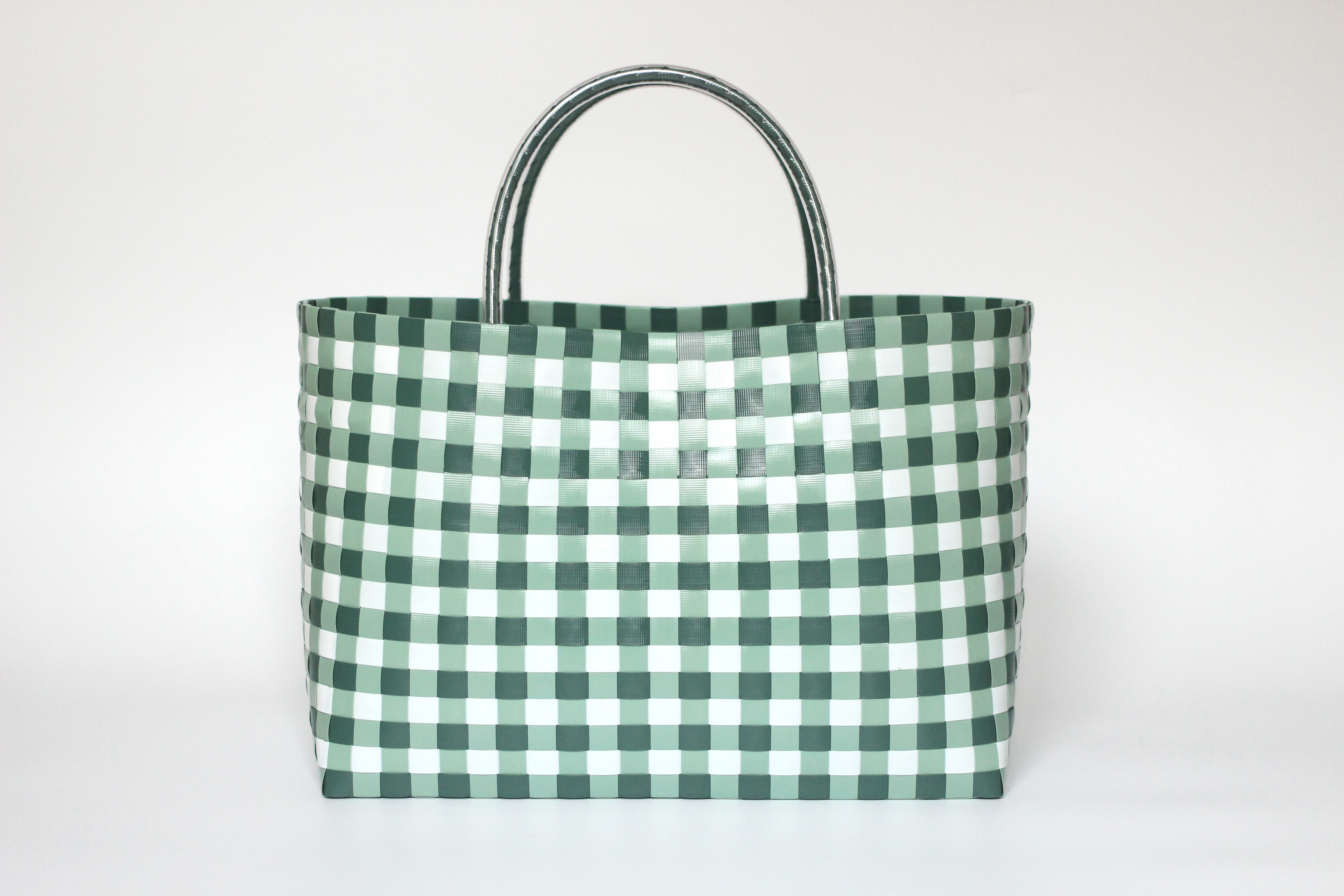 Forest Gingham (Marche)｜フォレストギンガムの手編みプラカゴ（PPバンド）