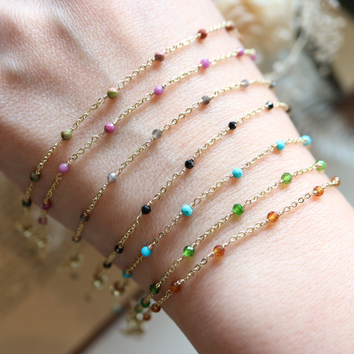 14Kgf＊選べる天然石のシンプルブレスレット～アジャスタースライド