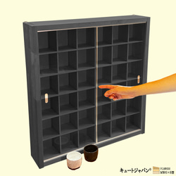マホガニ色全塗装 アクリル障子付 木製ミニカー収納ケース