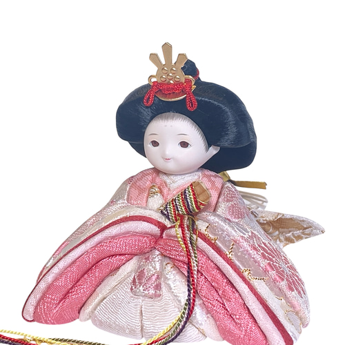 minicola rico葉音（はのん）木目込み雛人形 高岡塗台 雪花丸型照明×木