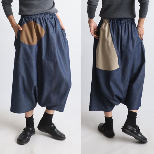 （送料無料）春のパンツ祭り　８５cm　愉快なパッチワークパンツ　　サルエル　ゆったり　コットン　Y80D