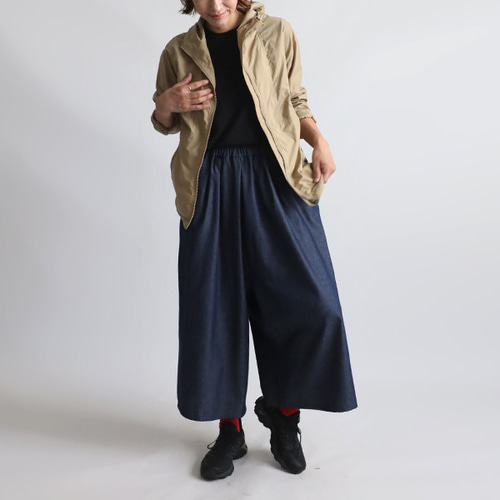 y’s パッチワークパンツ ワイドパンツ　ブラック　コットンリネン 送料無料）2025秋の新作 85cm 愉快なパッチワーク ほぼ日