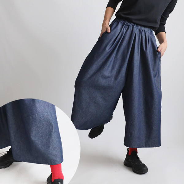 y’s パッチワークパンツ ワイドパンツ　ブラック　コットンリネン 送料無料）2025秋の新作 85cm 愉快なパッチワーク ほぼ日