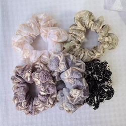 ハンドメイドシュシュM-3826♡花柄オーガンジー♡ ハンドメイドシュシュM-3826♡花柄オーガンジー♡