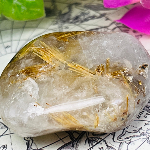 太陽ルチル✴︎ ゴールド ルチルクォーツ タンブル 原石 ヘマタイト