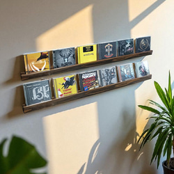 杉無垢材のレコードディスプレイ】LP3枚用2本セット 壁掛け ウォール