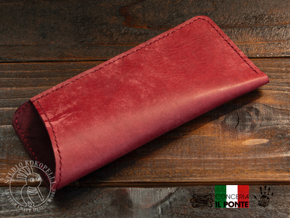 イタリアンレザー簡易メガネケース　MAYA/ボルドー 7枚目の画像