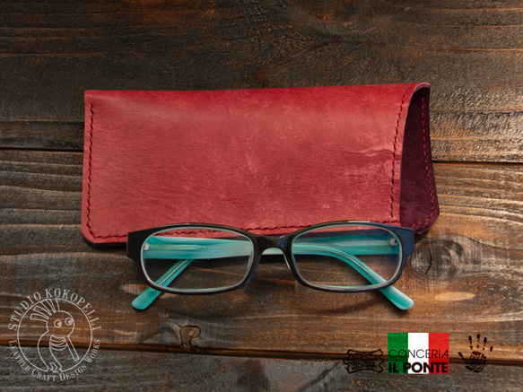 イタリアンレザー簡易メガネケース　MAYA/ボルドー 2枚目の画像