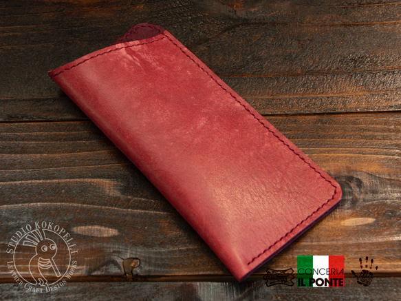 イタリアンレザー簡易メガネケース　MAYA/ボルドー 4枚目の画像