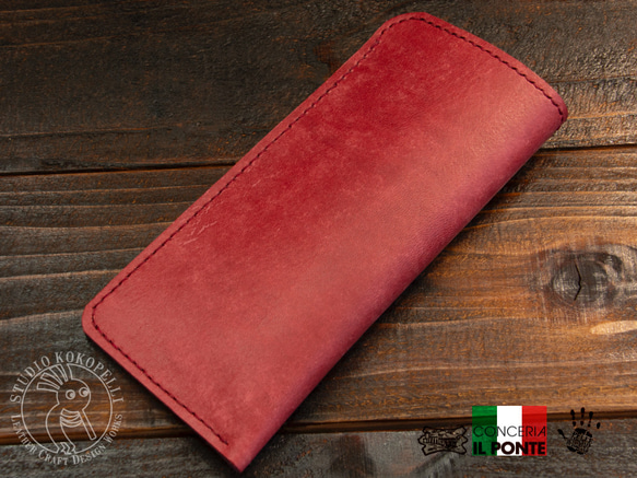 イタリアンレザー簡易メガネケース　MAYA/ボルドー 8枚目の画像