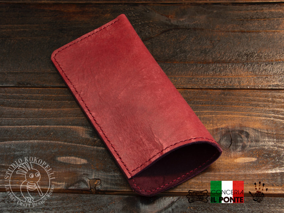 イタリアンレザー簡易メガネケース　MAYA/ボルドー 5枚目の画像