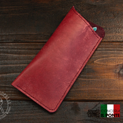 イタリアンレザー簡易メガネケース　MAYA/ボルドー 3枚目の画像