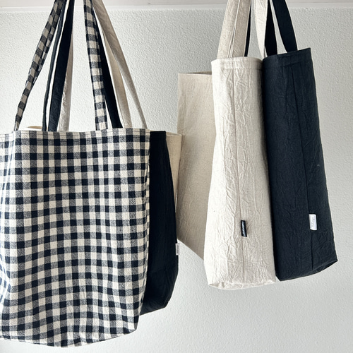 ハンドメイドバック※コットンリネン アウトレット】コットンリネンバッグ（M）｜ノベルティ・物販