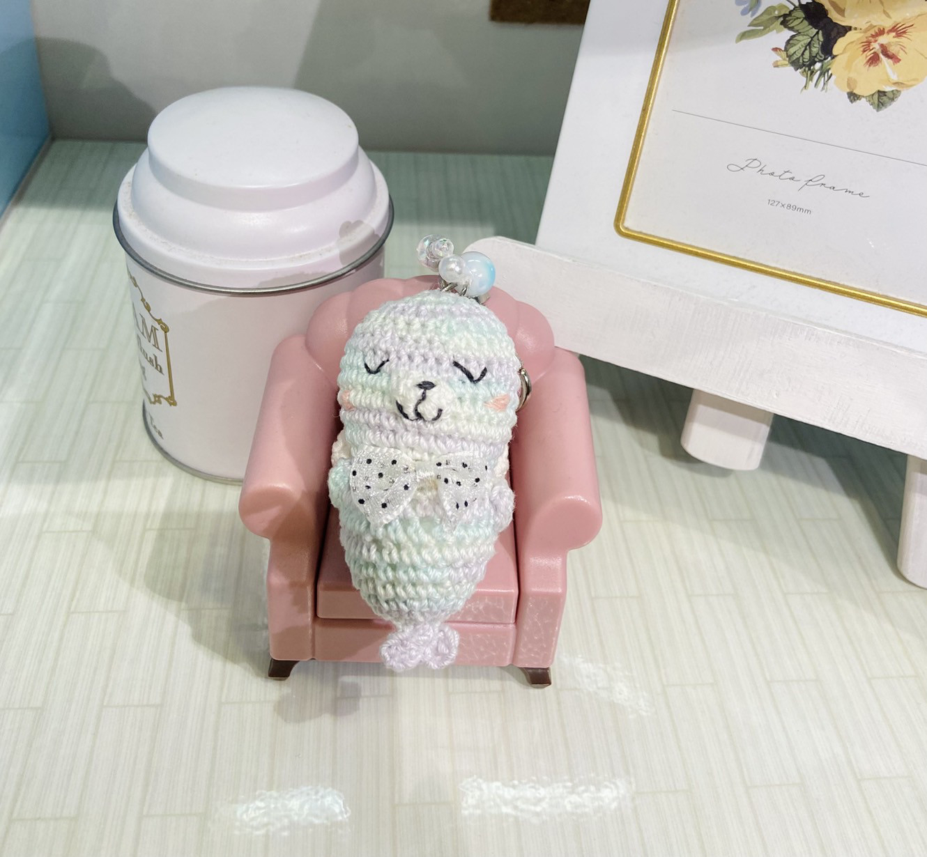 【桔梗】ミニビロコウ あみぐるみ キーホルダー 【桔梗】ミニビロコウ キーホルダー あみぐるみ