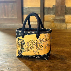 妖猫 化猫 一閑張り バッグ かごバッグ ハンドバッグ 和 手作り 小さめ 1_66bbdbe26e0c36fb45adf1c7bf07