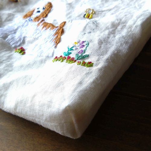 アメリカンコッカ―スパニエル刺繍ポーチ、 刺繍巾着袋、 犬刺繍