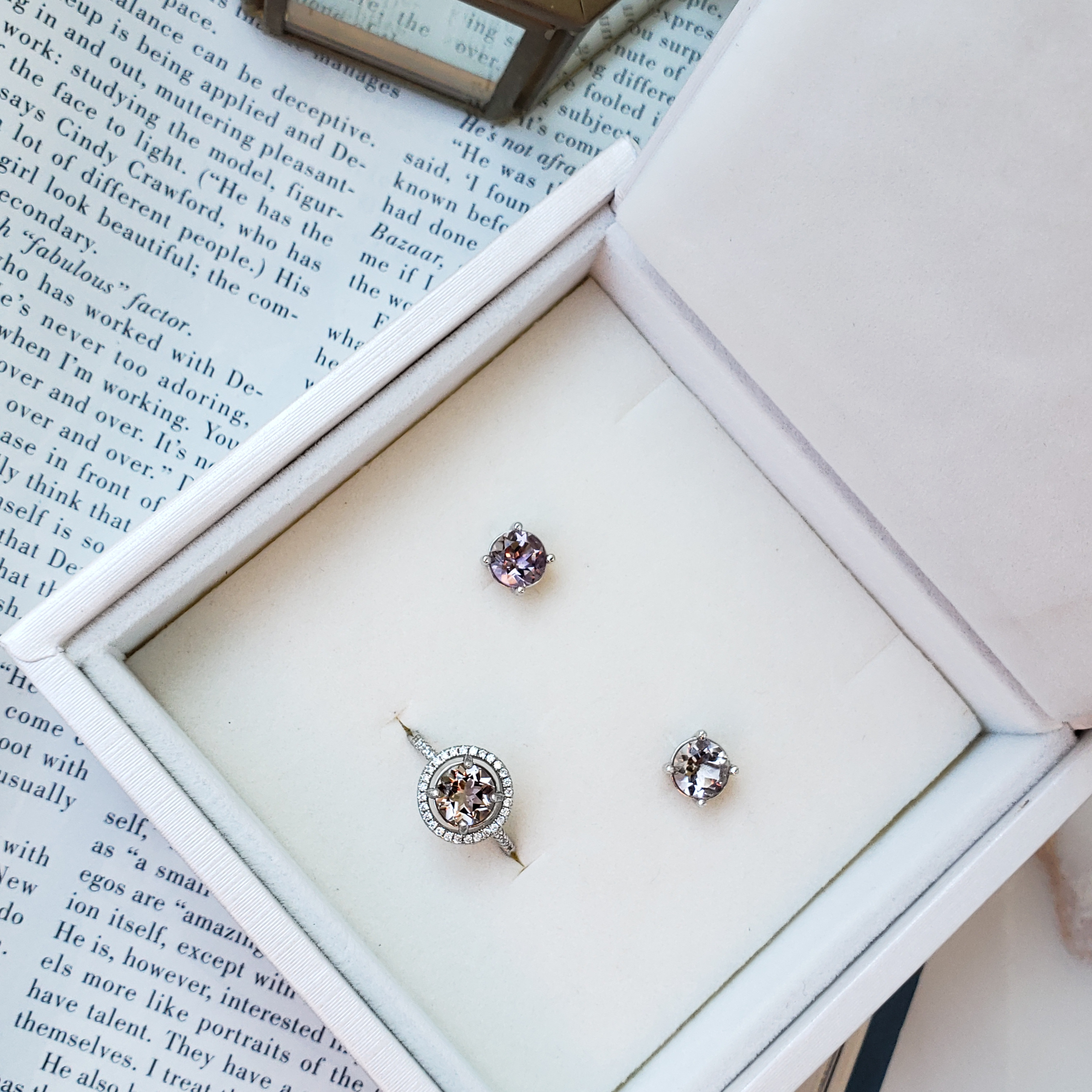 天然アメトリン ピアス＆リングセット（7mm／ラウンドファセットカット）