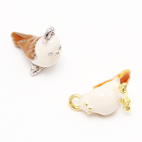 M6193 6個 エポチャーム とり 鳥 インコ 立体 いきものメタル