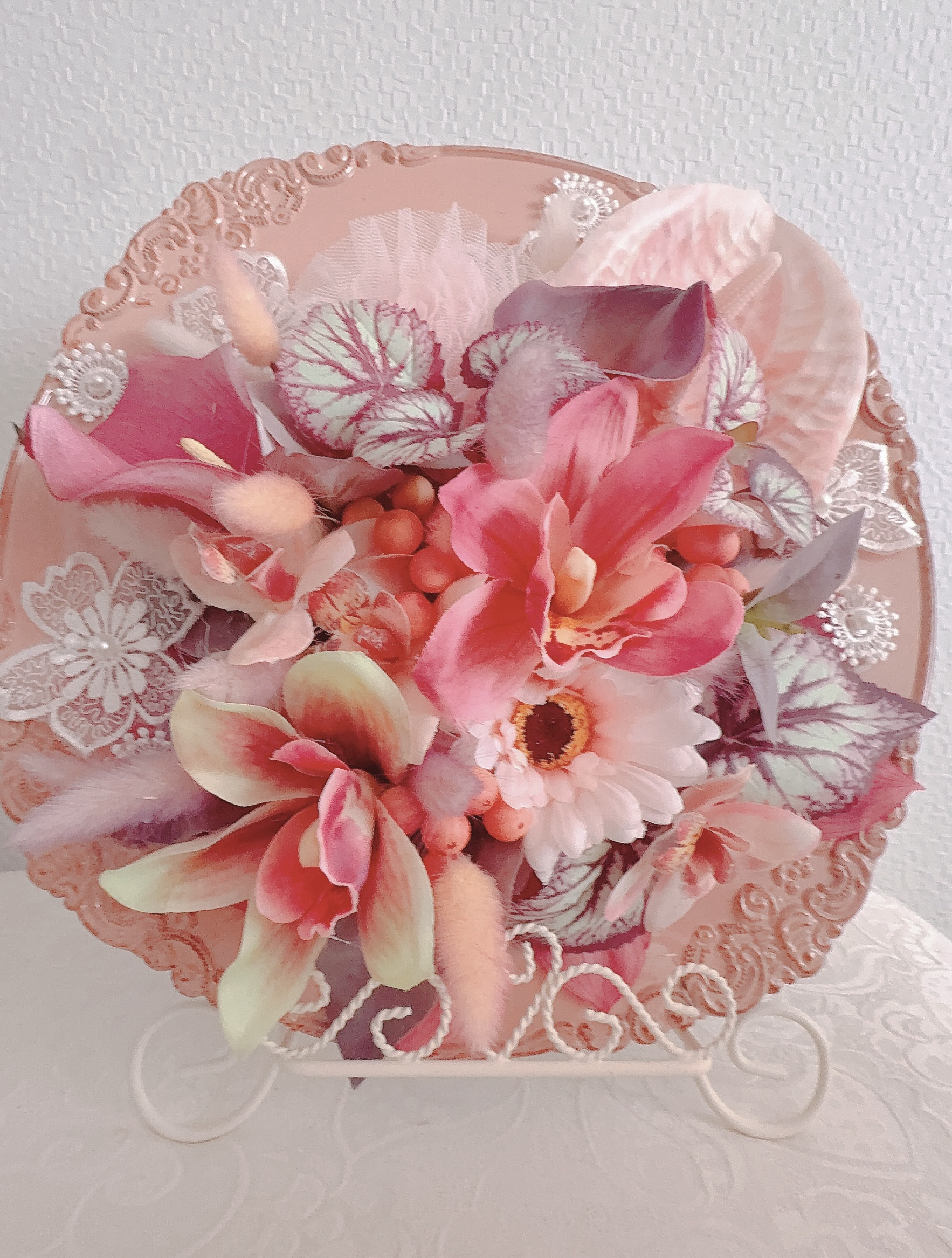 ❤️SALE❤️フェミニンsummer flowerピンクプレートアレンジ