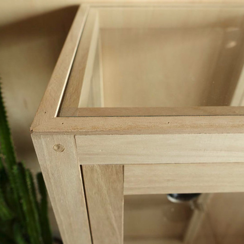 木製ガラスキャビネット 無塗装 右開き （受注生産） 棚