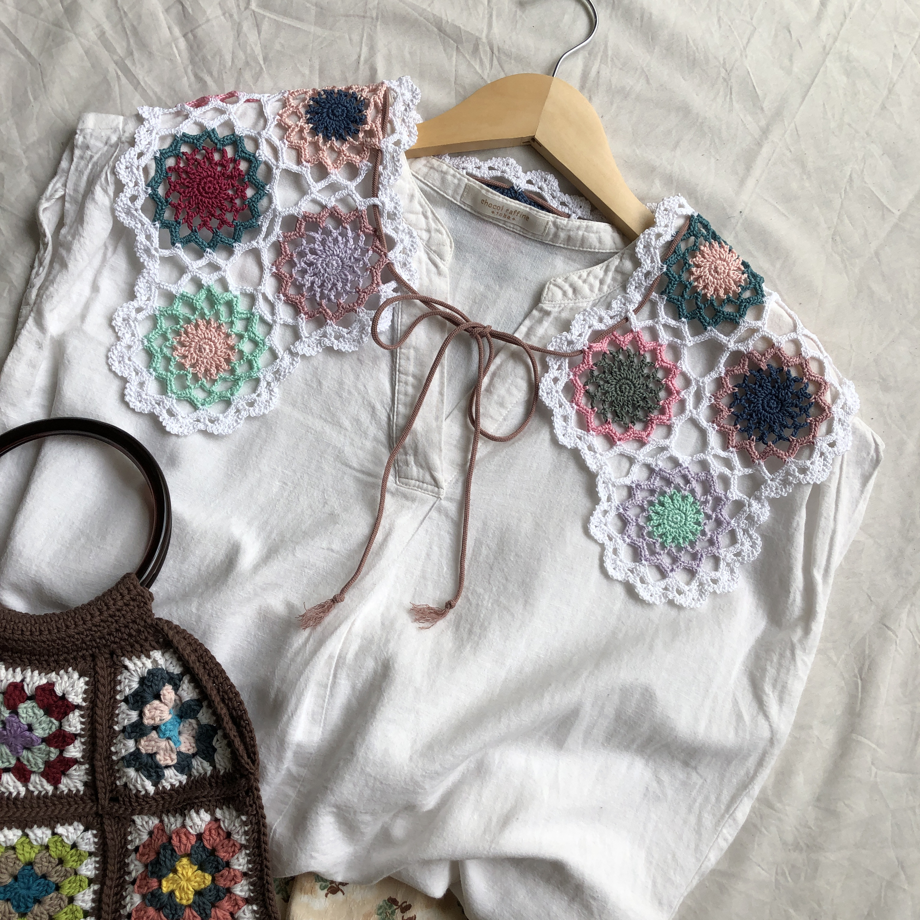 ☆1点限定・再販なし☆ カラフルポップなレース編み付け襟・B