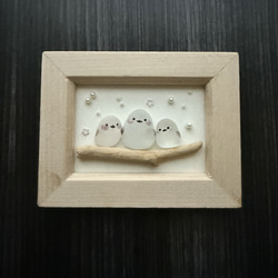 シーグラスアート シマエナガ6 「粉雪」 イラスト kanny-mac 通販