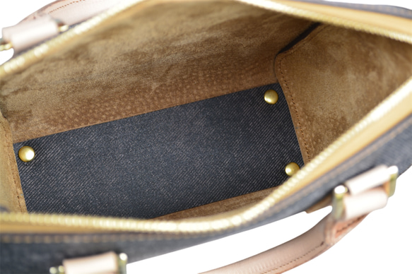 本革ハンドバッグ　ミニトレジャー　ブルー 12枚目の画像