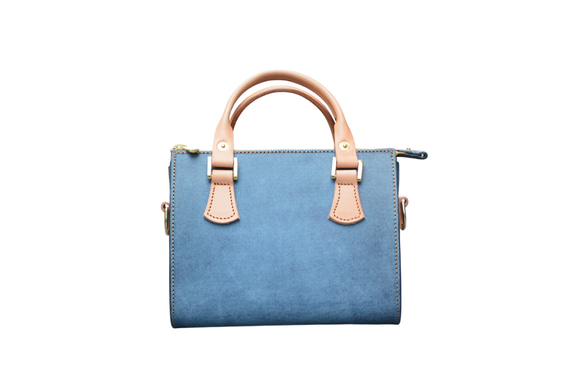 本革ハンドバッグ　ミニトレジャー　ブルー 7枚目の画像