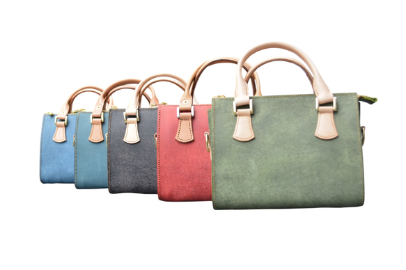 本革ハンドバッグ　ミニトレジャー　ブルー 13枚目の画像